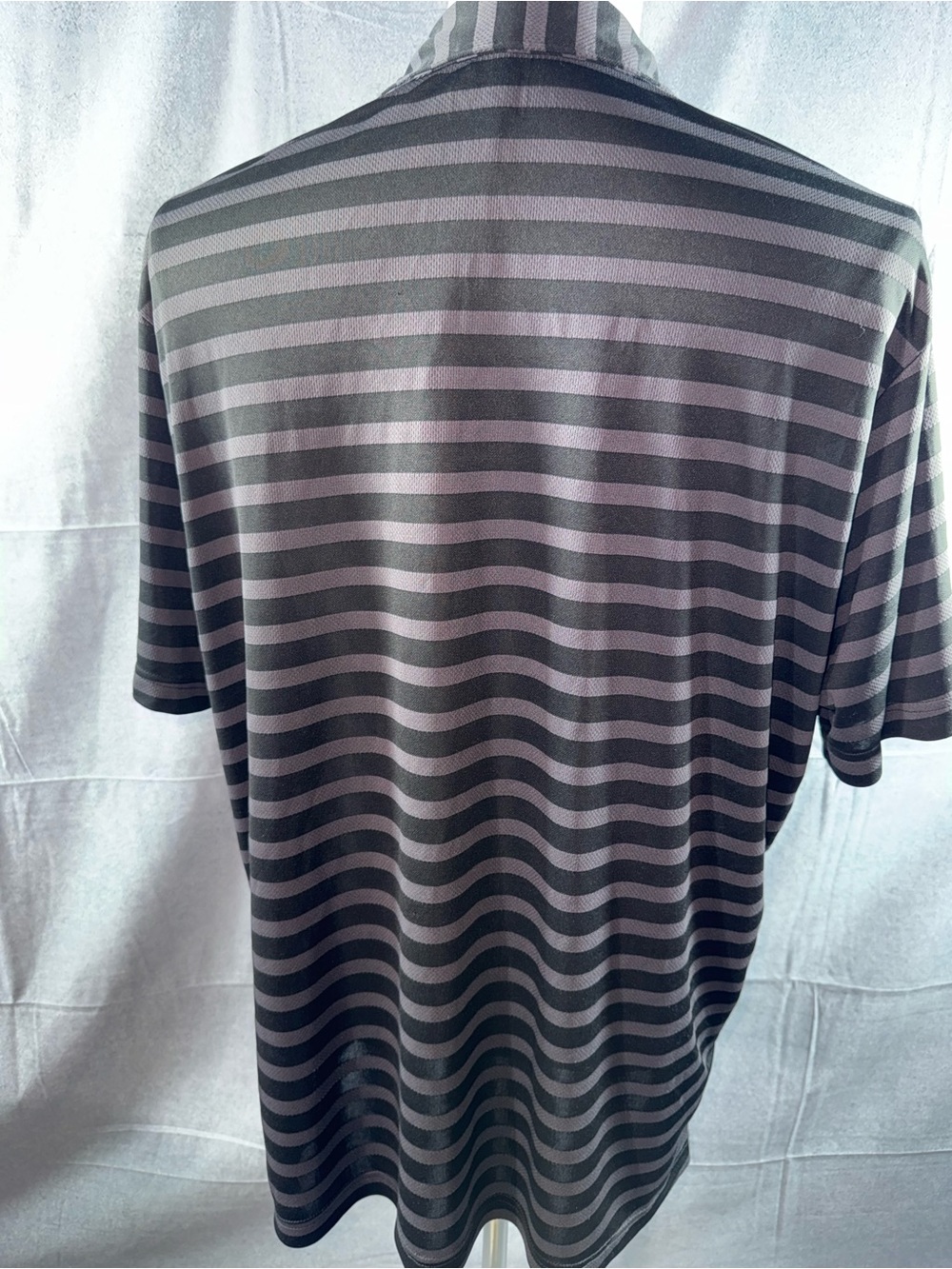2914-Puma Men’s Black and Gray Striped Polo Shirt - Picture 2 of 3